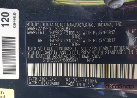 2017 Toyota Sienna Xle 8 Passenger z USA, uszkodzony, nr VIN 5TDYZ3DC4HS895841